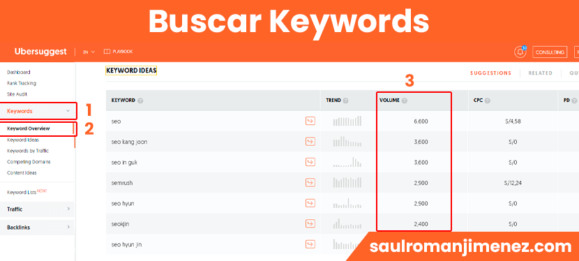 buscar keywords con ubersuggest